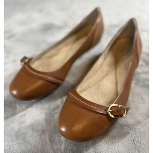 G.H. Bass & Co Matilda Shoes‎ Womens Size 8.5 Brown Ballet Flats Buckle Slip On